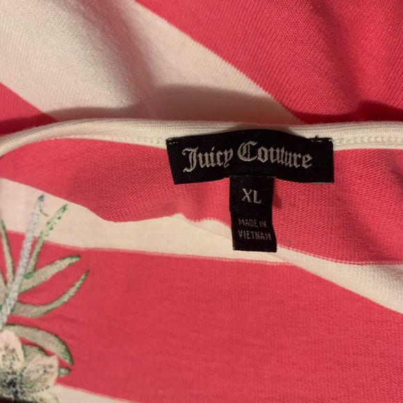 NWT - Juicy Couture - Pink & White Striped Hibiscus 3/4 Sleeved Top — Size: XL - Picture 6 of 8
